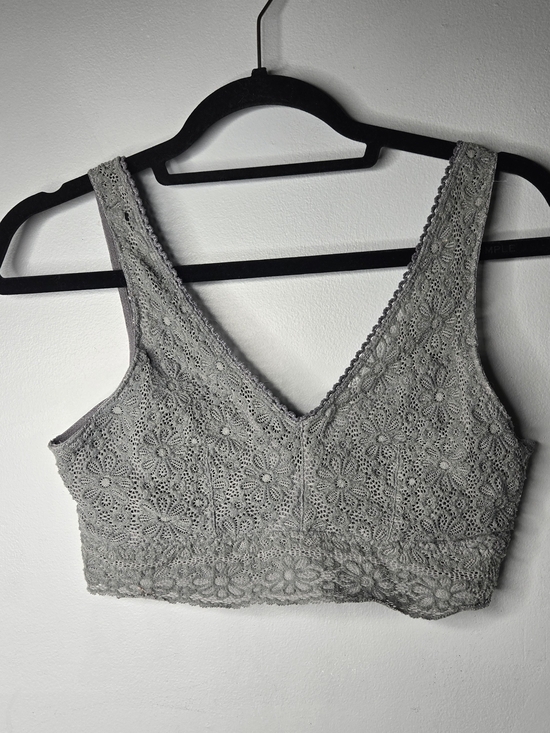 SO Other - SO Intimates Gray Floral Lace Bralette Size Large Plunge Racerback